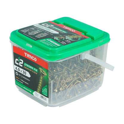 TIMCO C2 Strong-Fix Multi-Purpose Premium Countersunk Gold Woodscrews - 4.0 x 30 Tub OF 1500 - 40030C2TUB