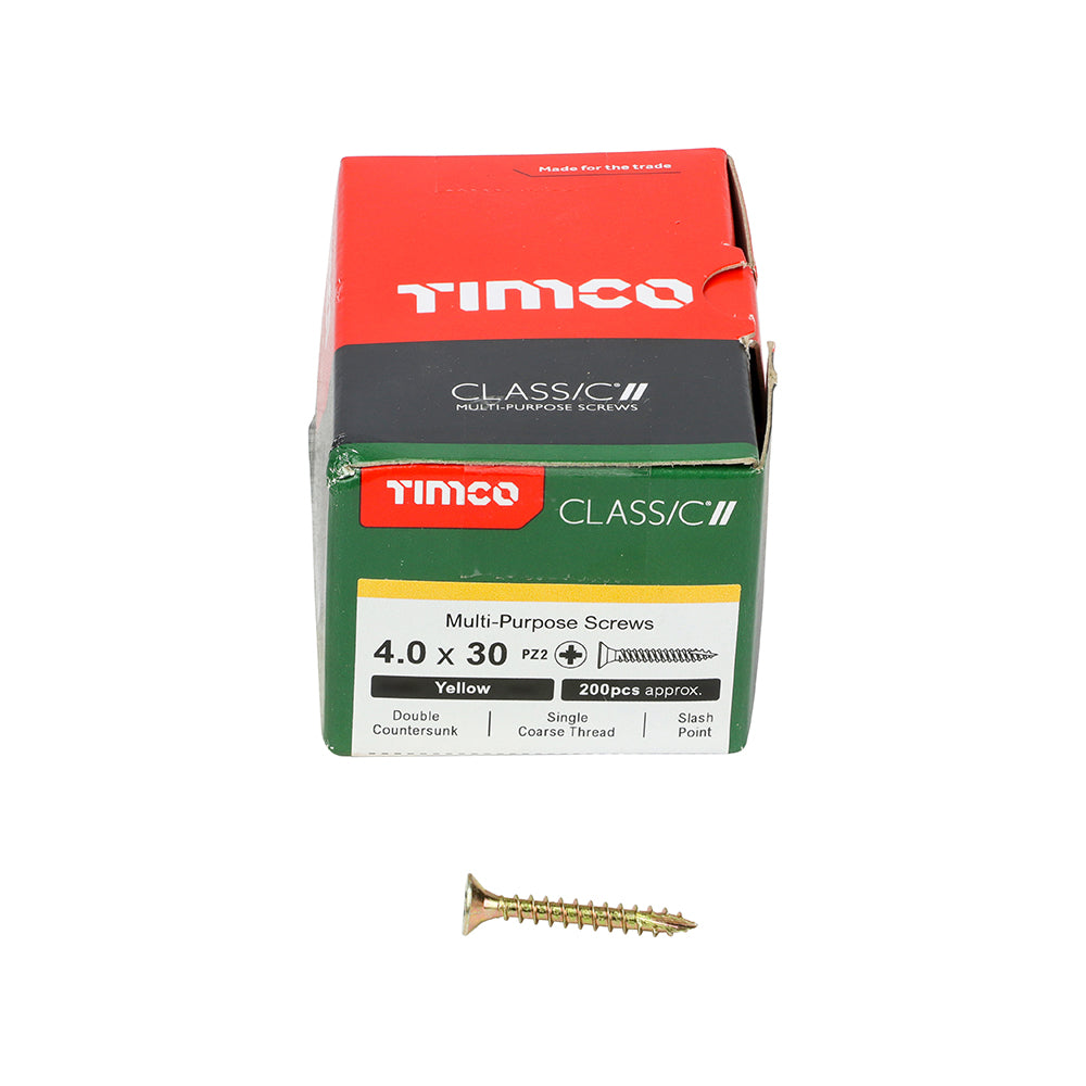 TIMCO Classic Multi-Purpose Countersunk Gold Woodscrews - 4.0 x 30 Box OF 200 - 40030CLAF