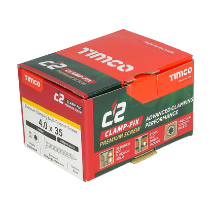 TIMCO C2 Clamp-Fix Multi-Purpose Premium Countersunk Gold Woodscrews - 4.0 x 25 Box OF 200 - 40025C2C