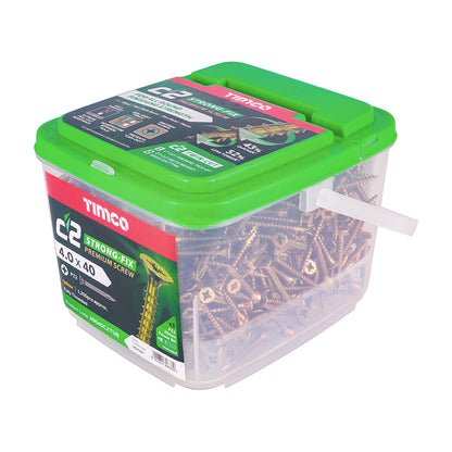 TIMCO C2 Strong-Fix Multi-Purpose Premium Countersunk Gold Woodscrews - 4.0 x 40 Tub OF 1200 - 40040C2TUB