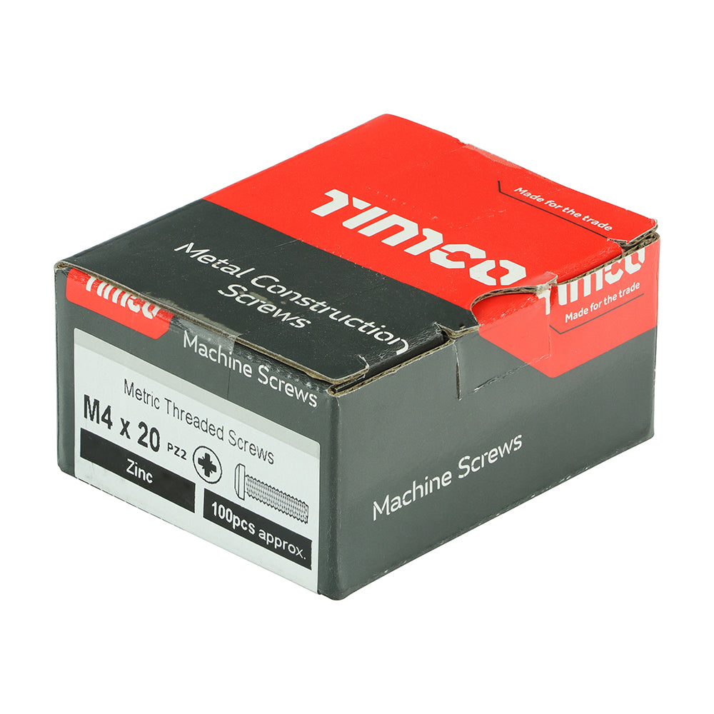 TIMCO Machine Pan Head Silver Screws - M4 x 25 Box OF 100 - 4025PPM