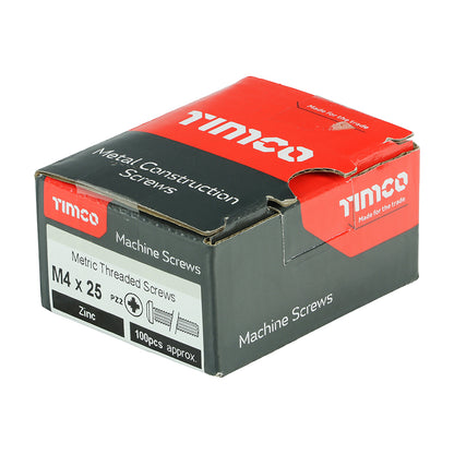 TIMCO Machine Pan Head Silver Screws - M5 x 20 Box OF 100 - 5020PPM