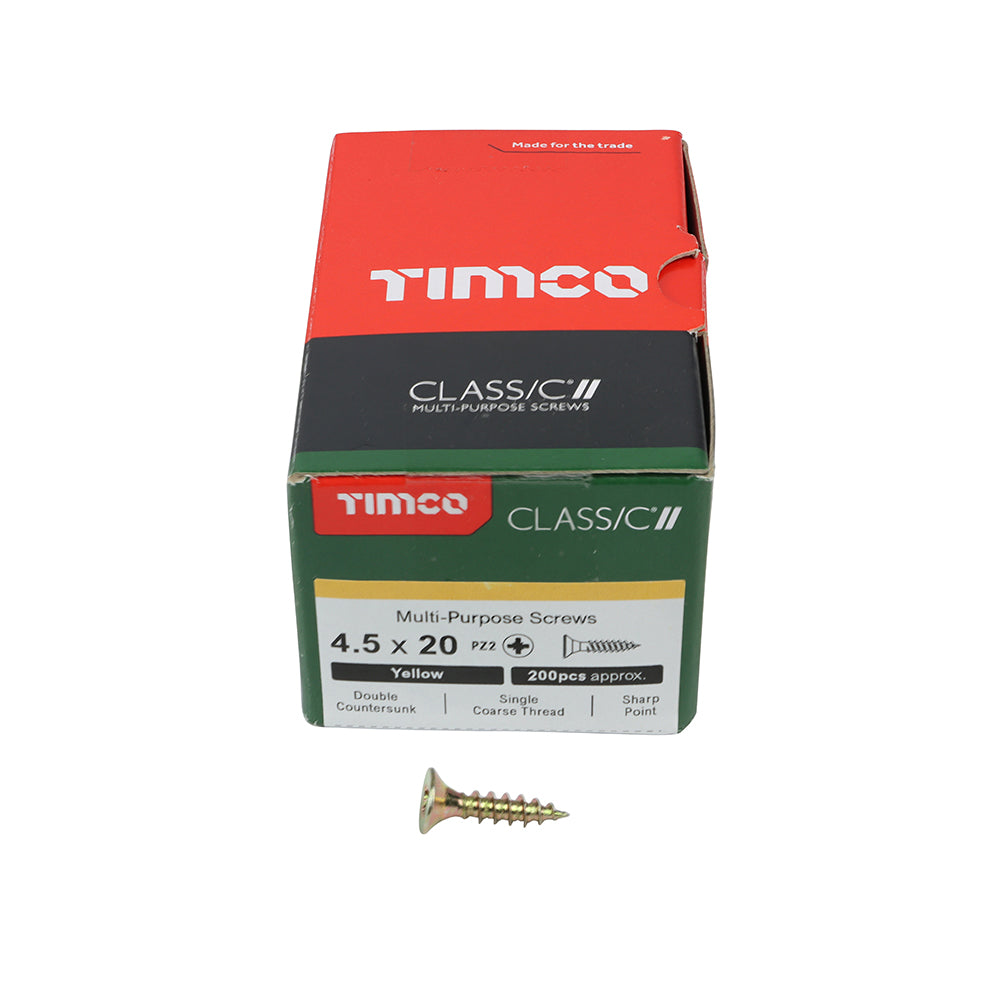 TIMCO Classic Multi-Purpose Countersunk Gold Woodscrews - 4.5 x 20 Box OF 200 - 45020CLAF