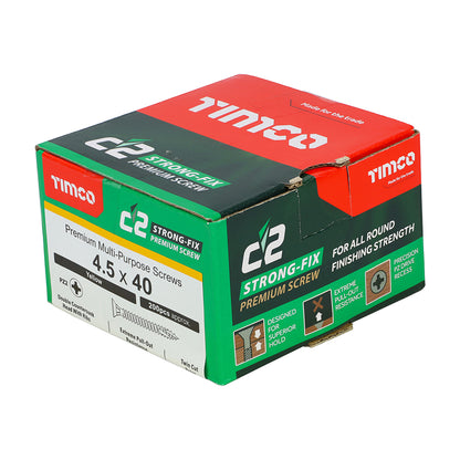 TIMCO C2 Strong-Fix Multi-Purpose Premium Countersunk Gold Woodscrews - 3.5 x 12 Box OF 200 - 35012C2