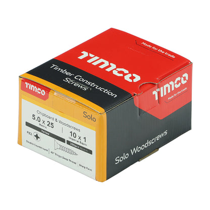 TIMCO Solo Countersunk Gold Woodscrews - 5.0 x 25 Box OF 200 - 50025SOLOC