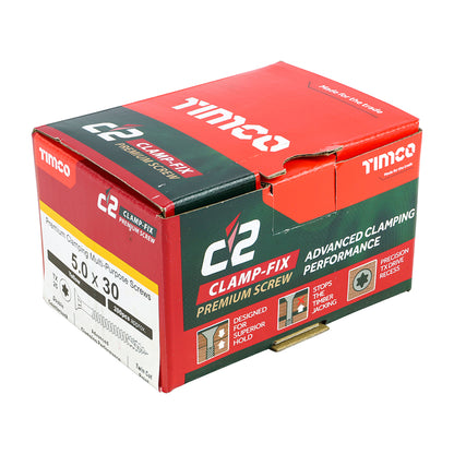 TIMCO C2 Clamp-Fix Multi-Purpose Premium Countersunk Gold Woodscrews - 4.0 x 25 Box OF 200 - 40025C2C