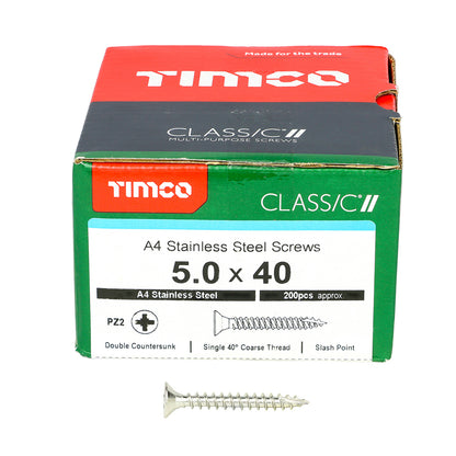 TIMCO Classic Multi-Purpose Countersunk A4 Stainless Steel Woodcrews - 3.0 x 16 Box OF 200 - 30016CLA4