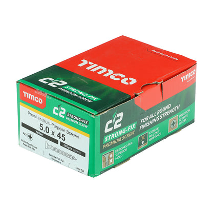 TIMCO C2 Strong-Fix Multi-Purpose Premium Countersunk Gold Woodscrews - 5.0 x 45 Box OF 200 - 50045C2