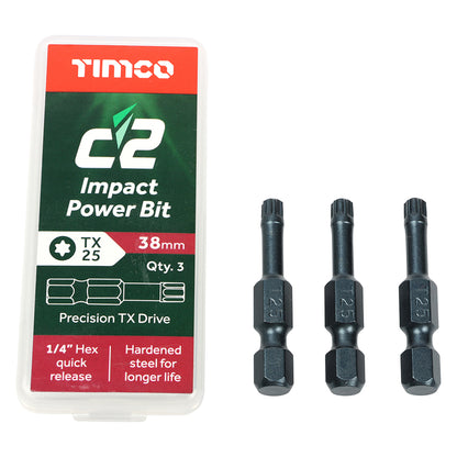 TIMCO C2 Clamp-Fix Multi-Purpose Premium Countersunk Gold Woodscrews - 4.0 x 25 Box OF 200 - 40025C2C