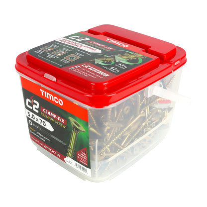 TIMCO C2 Clamp-Fix Multi-Purpose Premium Countersunk Gold Woodscrews - 4.0 x 25 Box OF 200 - 40025C2C