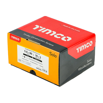 TIMCO Solo Countersunk Gold Woodscrews - 5.0 x 80 Box OF 1000 - 50080SOLOIND