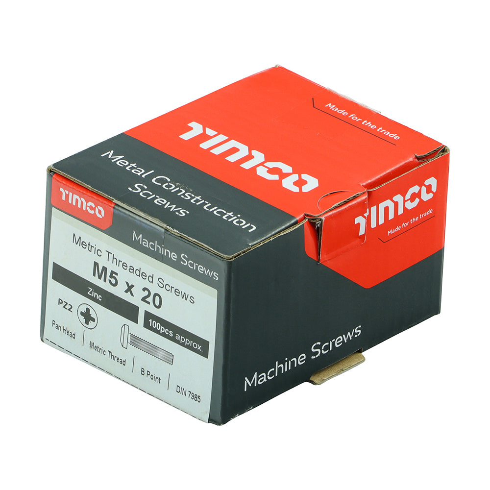 TIMCO Machine Pan Head Silver Screws - M4 x 20 Box OF 100 - 4020PPM