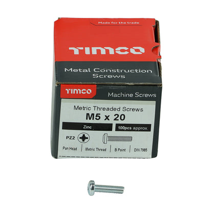 TIMCO Machine Pan Head Silver Screws - M4 x 16 Box OF 100 - 4016PPM