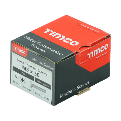 TIMCO Machine Pan Head Silver Screws - M4 x 12 Box OF 100 - 4012PPM