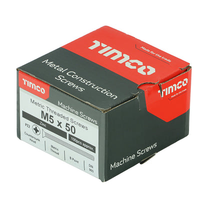 TIMCO Machine Countersunk Silver Screws - M5 x 40 Box OF 100 - 5040CPM