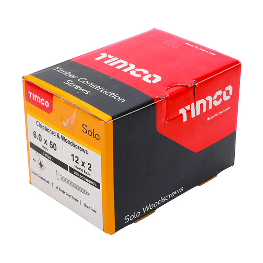 TIMCO Solo Countersunk Gold Woodscrews - 6.0 x 50 Box OF 200 - 60050SOLOC