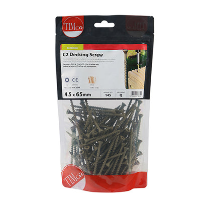 TIMCO C2 Deck-Fix Premium Countersunk Green Decking Screws - 4.5 x 65 TIMbag OF 145 - 65C2DB