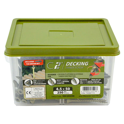 TIMCO C2 Deck-Fix Premium Countersunk Green Decking Screws, All Sizes,250pcs
