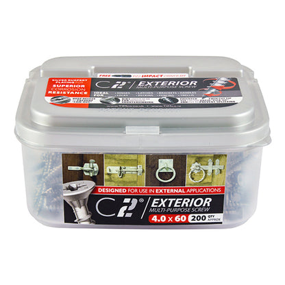 TIMCO C2 Exterior Multi-Purpose Premium Countersunk Silver Woodscrews - 4.0 x 30 Tub OF 400 - 40030C2S