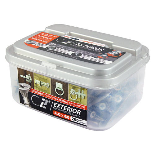 TIMCO C2 Exterior Multi-Purpose Premium Countersunk Silver Woodscrews - 6.0 x 40 Tub OF 150 - 60040C2S