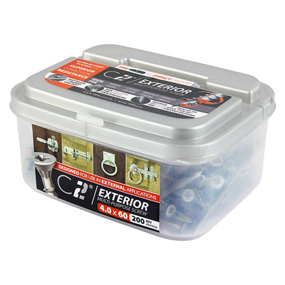 TIMCO C2 Exterior Multi-Purpose Premium Countersunk Silver Woodscrews - 6.0 x 40 Tub OF 150 - 60040C2S