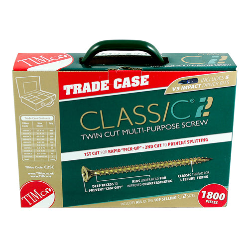 TIMCO C2 Strong-Fix Multi-Purpose Premium Countersunk Gold Woodscrews Assorted Case - 1,798 pcs Case OF 1 - C2SC