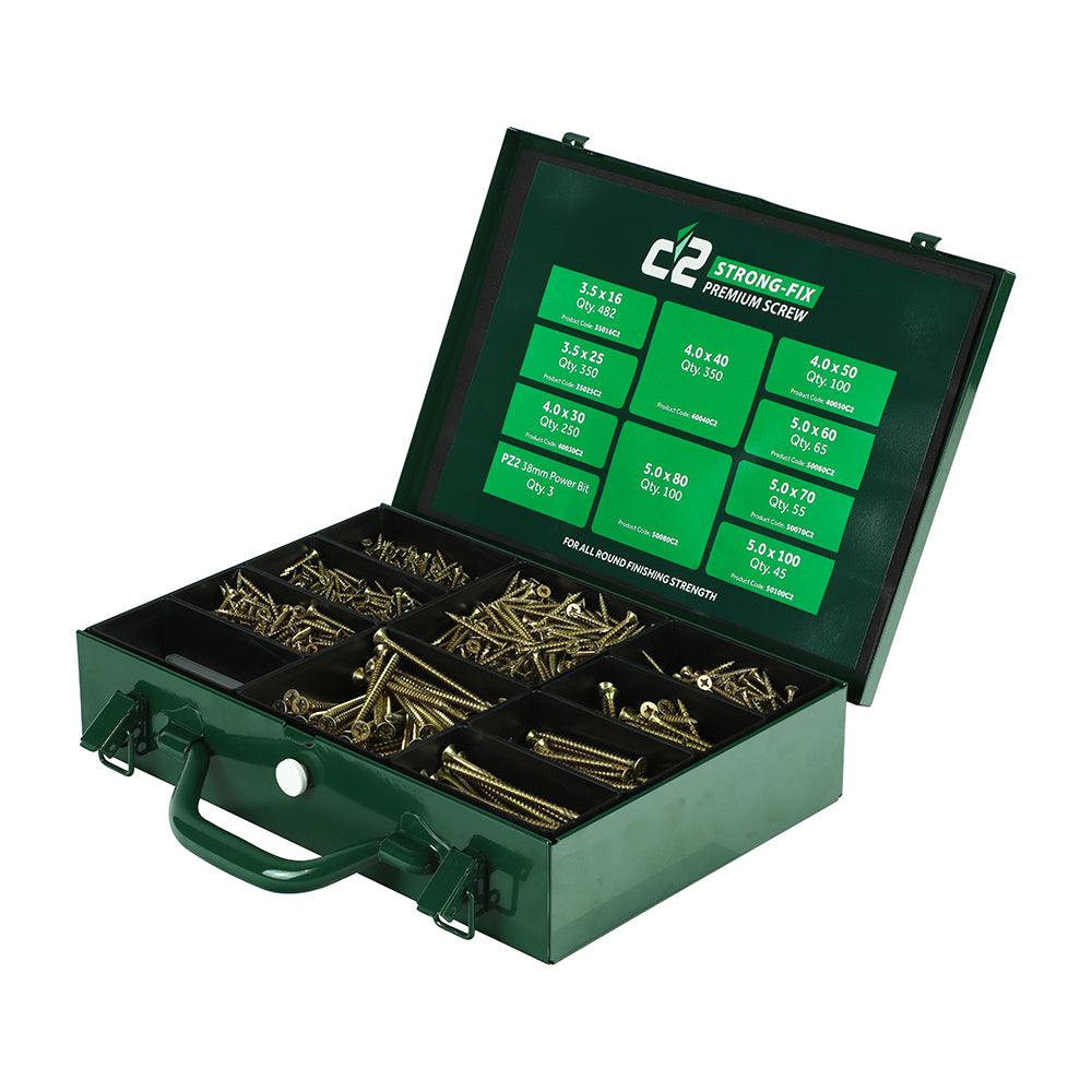 TIMCO C2 Strong-Fix Multi-Purpose Premium Countersunk Gold Woodscrews Assorted Case - 1,798 pcs Case OF 1 - C2SC