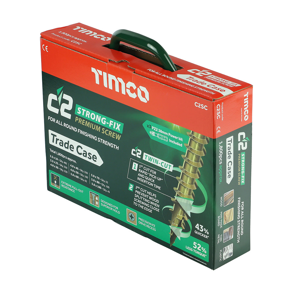 TIMCO C2 Strong-Fix Multi-Purpose Premium Countersunk Gold Woodscrews Assorted Case - 1,798 pcs Case OF 1 - C2SC