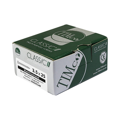 TIMCO Classic Multi-Purpose Countersunk Black Woodscrews - 3.5 x 25 Box OF 200 - 35025CLAB