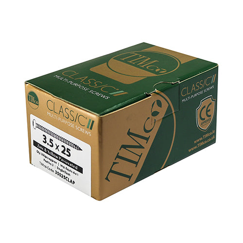 TIMCO Classic Multi-Purpose Pan Head Gold Woodscrews - 3.5 x 25 Box OF 200 - 35025CLAP