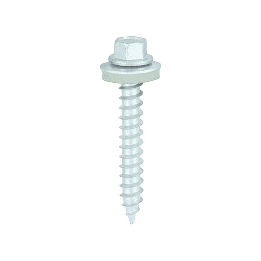 TIMCO Slash Point Sheet Metal to Timber Screws Exterior Silver with EPDM Washer - 6.3 x 45 Box OF 100 - DS45W16B