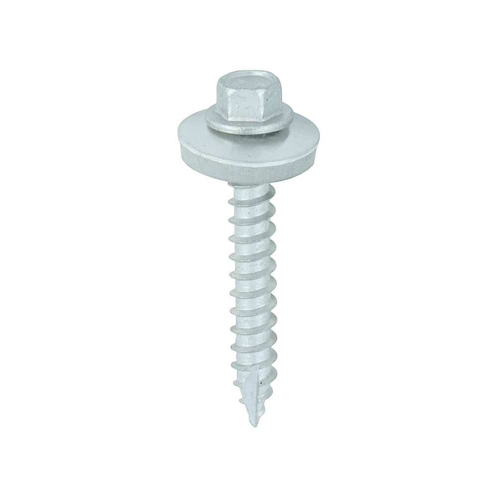 TIMCO Slash Point Sheet Metal to Timber Screws Exterior Silver with EPDM Washer - 6.3 x 45 Box OF 100 - DS45W19B