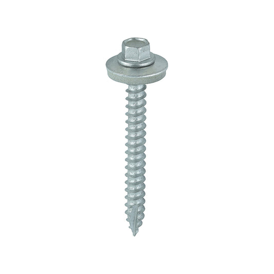 TIMCO Slash Point Sheet Metal to Timber Screws Exterior Silver with EPDM Washer - 6.3 x 60 Box OF 100 - DS60W19B