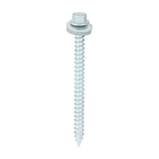TIMCO Slash Point Sheet Metal to Timber Screws Exterior Silver with EPDM Washer - 6.3 x 80 Box OF 100 - DS80W16B
