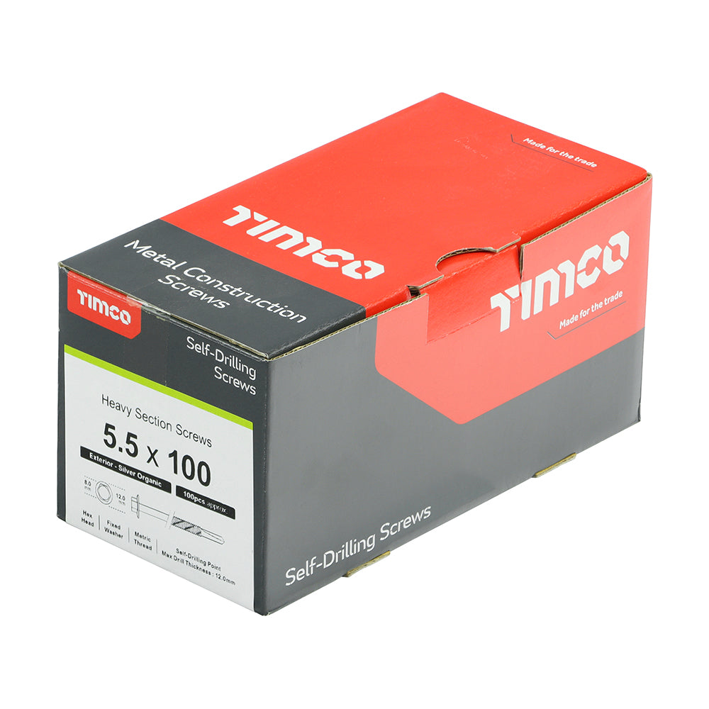 TIMCO Self-Drilling Heavy Section Screws Exterior Silver,All Sizes,100pcs