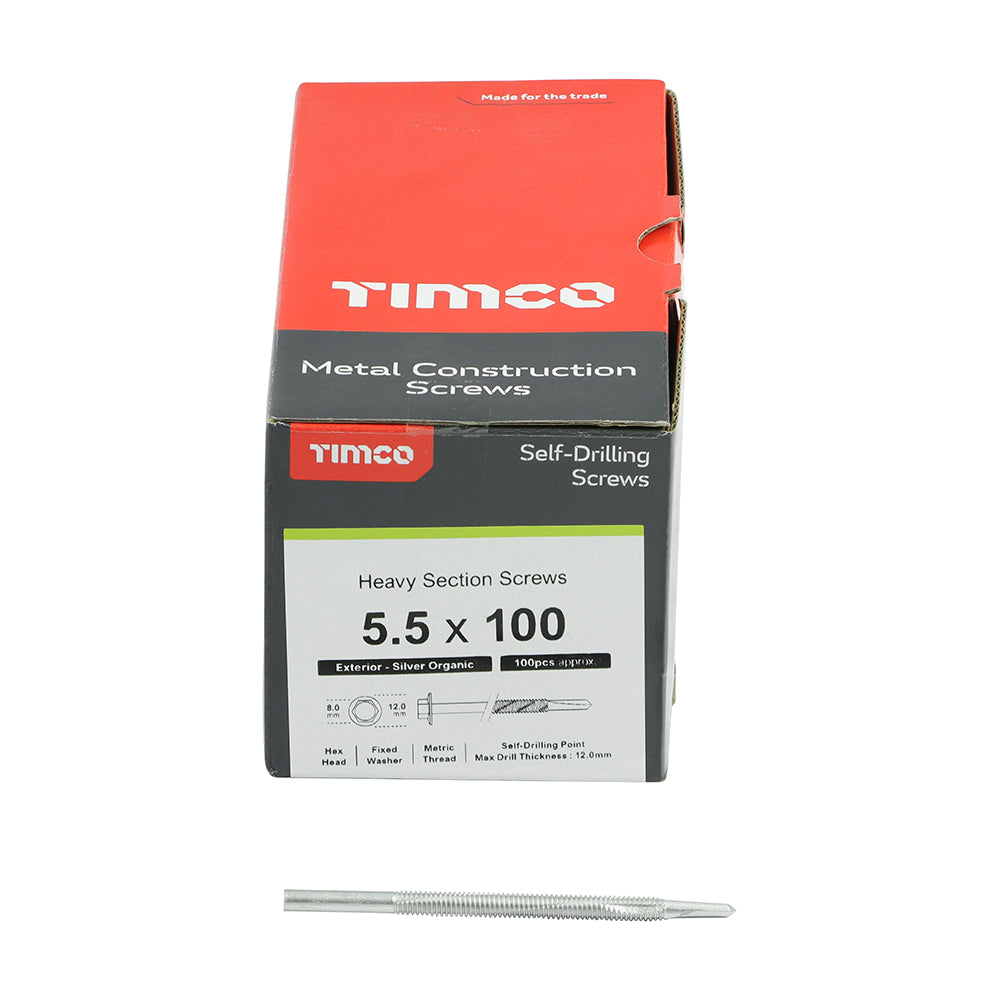 TIMCO Self-Drilling Heavy Section Screws Exterior Silver,All Sizes,100pcs