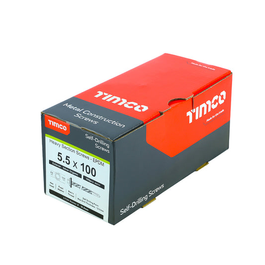 TIMCO Self-Drilling Heavy Section Screws Exterior Silver with EPDM Washer,All Sizes,100pcs