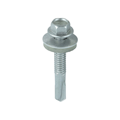 TIMCO Self-Drilling Heavy Section Screws Exterior Silver with EPDM Washer - 5.5 x 38 Box OF 100 - H38W16B