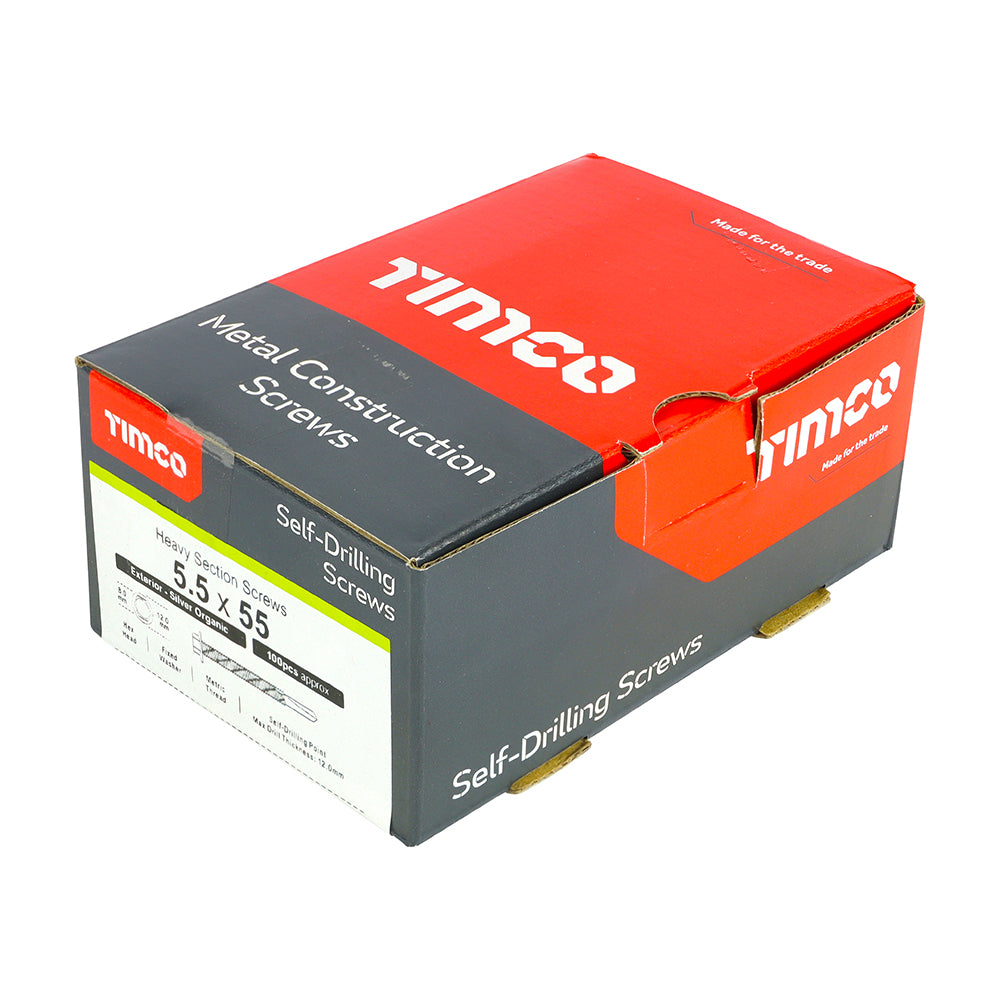 TIMCO Self-Drilling Heavy Section Screws Exterior Silver,All Sizes,100pcs
