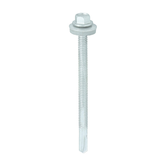 TIMCO Self-Drilling Heavy Section Screws Exterior Silver with EPDM Washer - 5.5 x 80 Box OF 100 - H80W16B