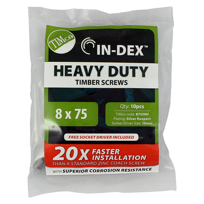 TIMCO Heavy Duty Timber Screws Hex Flange Head Exterior Silver - 10.0 x 150 Bag OF 10 - 10150INH