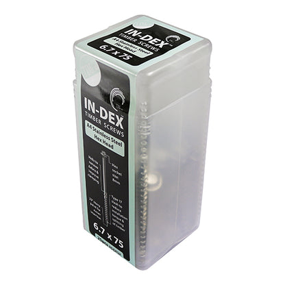 TIMCO Timber Screws Hex Flange Head A4 Stainless Steel - 6.7 x 100 Tube OF 25 - 100INDEXSST