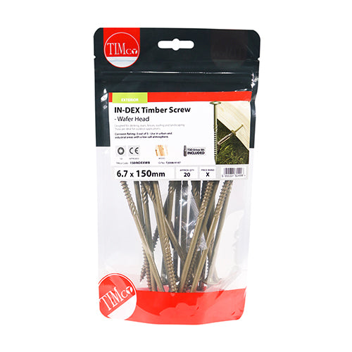 TIMCO Wafer Head Exterior Green Timber Screws  - 6.7 x 150 TIMbag OF 20 - 150INDEXWB