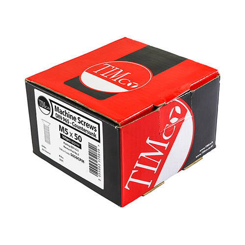 TIMCO Machine Countersunk Silver Screws - M5 x 16 Box OF 100 - 5016CPM