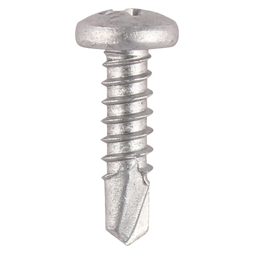 TIMCO Window Fabrication Screws Pan PH Self-Tapping Self-Drilling Point Martensitic Stainless Steel & Silver Organic - 4.2 x 13 Box OF 1000 - 130SS
