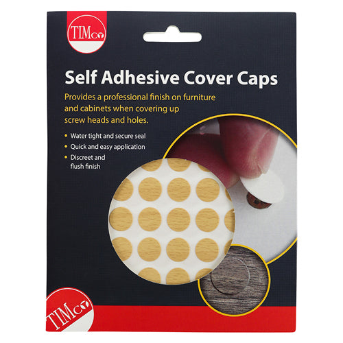 TIMCO Self-Adhesive Screw Cover Caps Beech - 13mm Pack OF 112 - COVERBE13