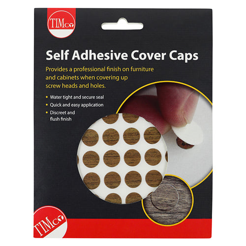 TIMCO Self-Adhesive Screw Cover Caps Dijon Walnut - 13mm Pack OF 112 - COVERDW13