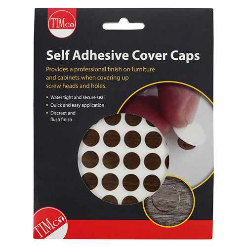 TIMCO Self-Adhesive Screw Cover Caps Mahogany - 13mm Pack OF 112 - COVERMH13