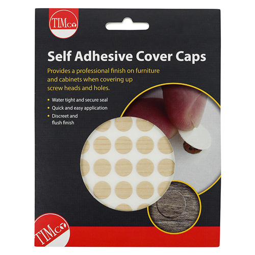 TIMCO Self-Adhesive Screw Cover Caps Maple - 13mm Pack OF 112 - COVERMA13