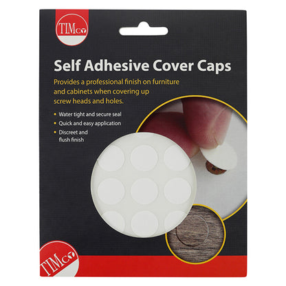 TIMCO Self-Adhesive Screw Cover Caps White Matt - 18mm Pack OF 105 - COVERWM18